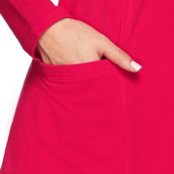 Susan Graver Weekend Pink Fleece Tunic pockets - Picture 2 of 6